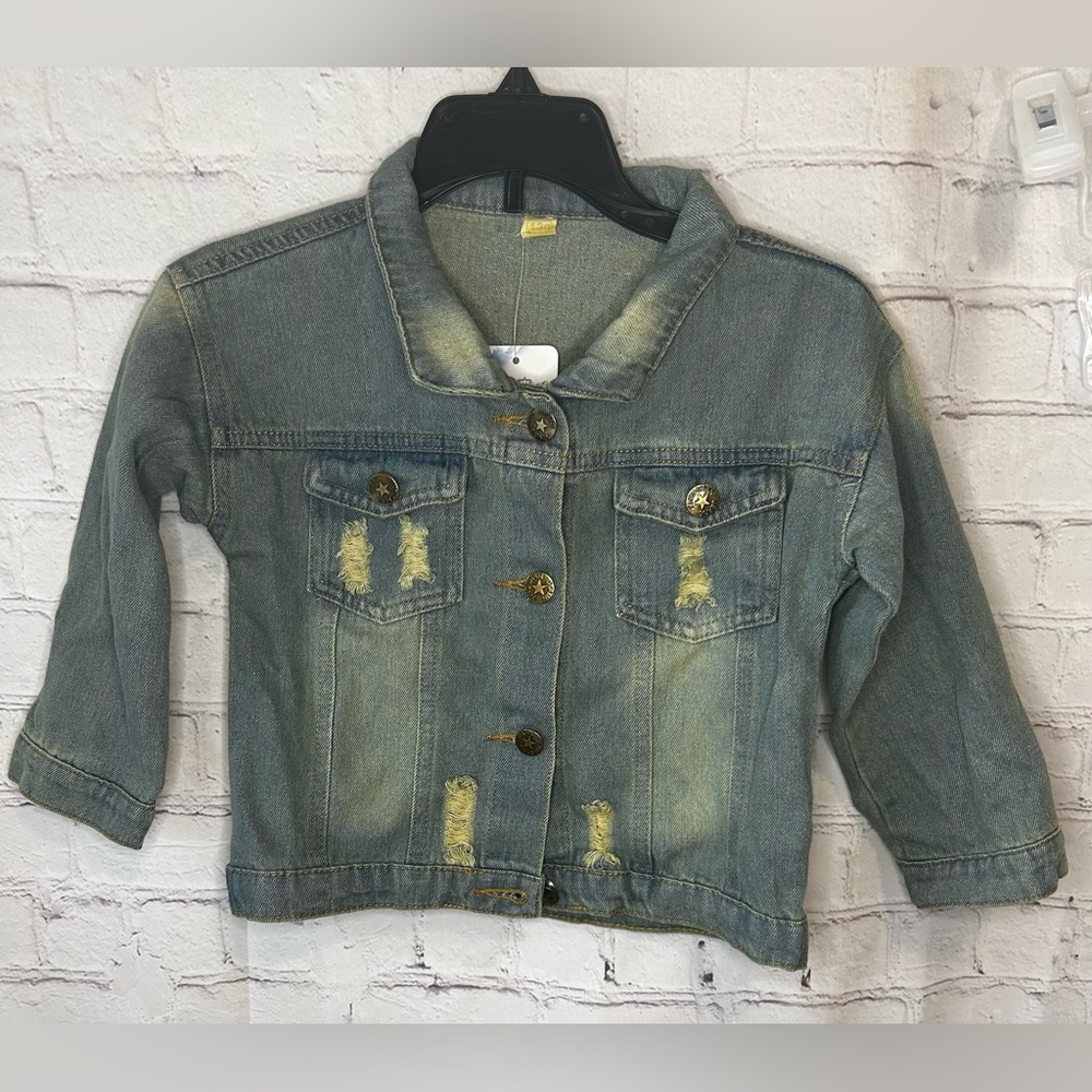 NWT Size 6/7 Distressed Jean Jacket